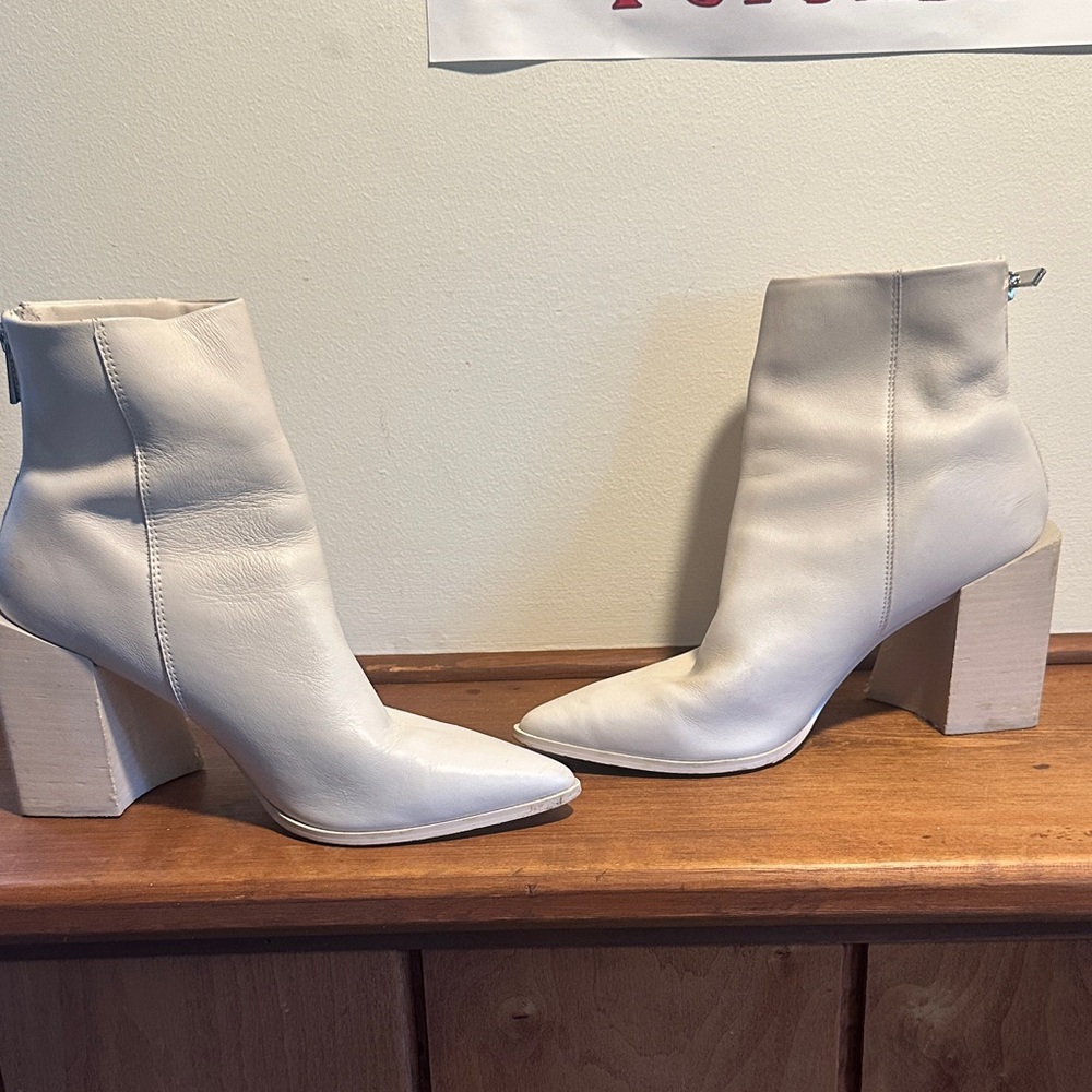 Dope Cream Ankle Boots w/ unique block heel